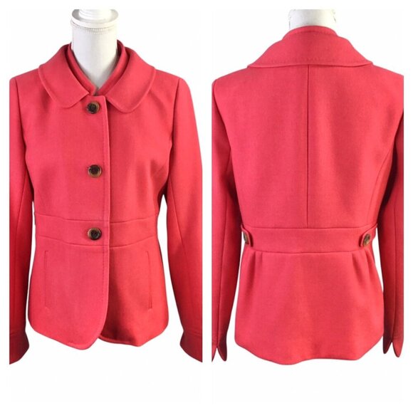 J. Crew Wool Blazer Women's Size 10 Office Career Lined Coral Peplum Style 99322 - Picture 1 of 11